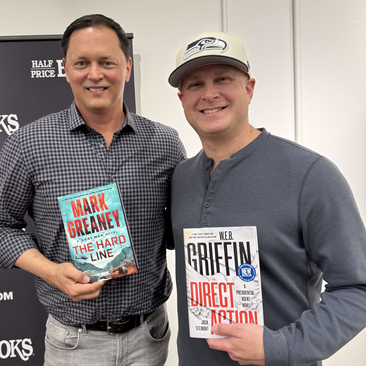 JackStewartBook's tweet image. Mark and I had such a good time at The Poisoned Pen last night that we repeated it at @halfpricebooks tonight! Congratulations on publication day @MarkGreaneyBook!