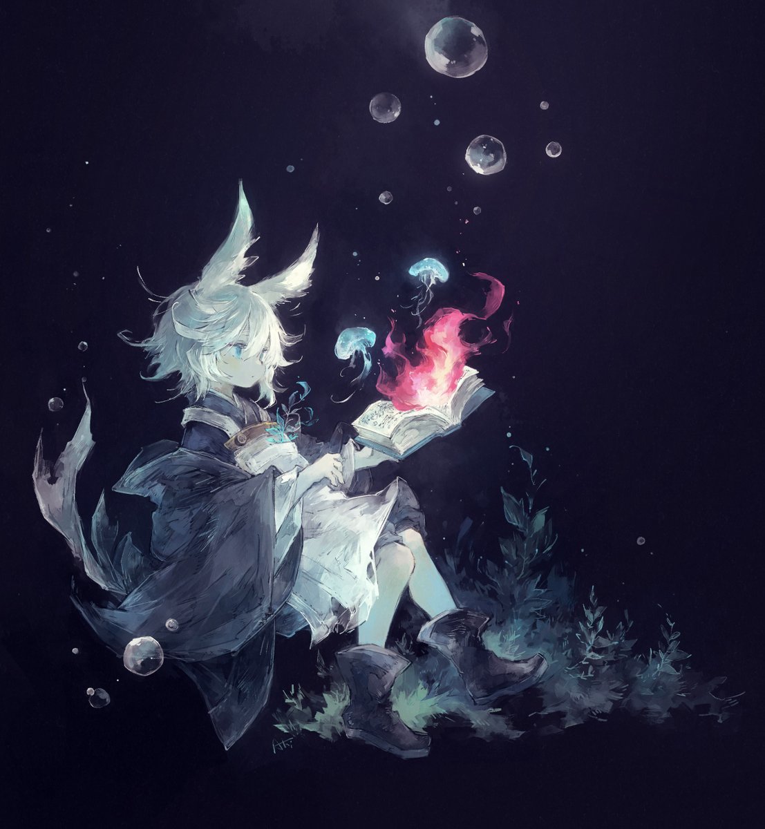 「#私はこういう絵を描いています ちょっと薄暗い雰囲気のうさ耳ちゃんの絵を描きます」|藤原あきのイラスト