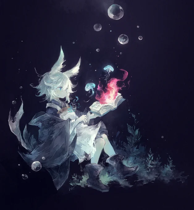 #私はこういう絵を描いています ちょっと薄暗い雰囲気のうさ耳ちゃんの絵を描きます。 ファンタジー系&一次創作です。
