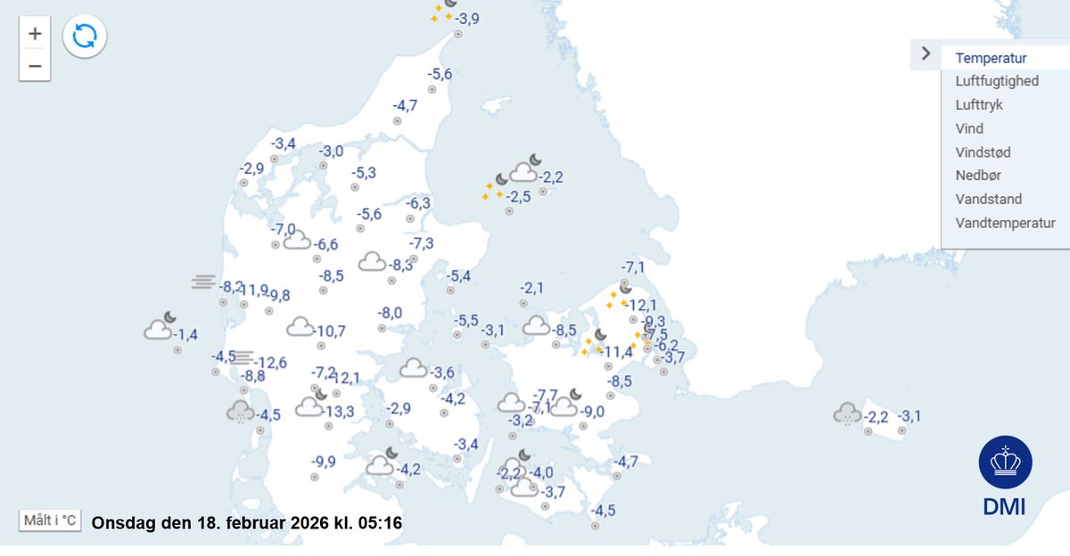 Frostige Nacht in Dänemark mit Temperaturen unter -10 Grad