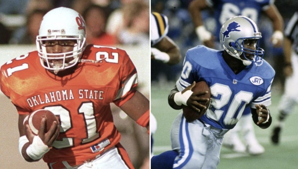 HistColFootball's tweet image. Barry Sanders, Oklahoma St Cowboys, 1988 Heisman Trophy. In 1988, Sanders rushed for 2,628-yds, incl. 937-yds in a 3 game stretch. College &amp;amp; Pro Football HOF. #LetsRide #GoPokes #CollegeFootball #OnePride #Lions @ClintKPoppe
