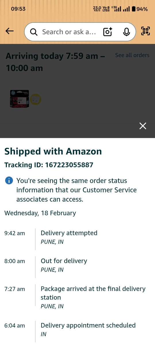 Why your delivery team updat in fake remark then I'm available and no any call received for your delivery agent if my order is not received in with half n hour i will be complaint in your CEO and Consumer court
<a href="/AmazonHelp/">Amazon Help</a>