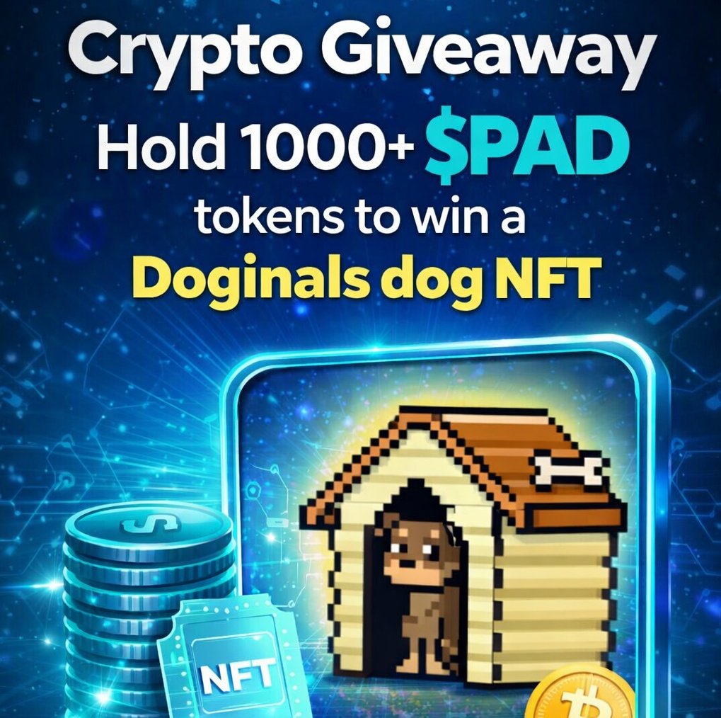 HOLDERS GIVEAWAY START NOW‼️

Hold minimum 1000 $pad token to participate in this giveaway we will raffle between holders, and winner will receive 1 Doginals dog NFT.

Go to: doggy.market/$pad buy some $pad and hold it for giveaway.

This is our address were we held