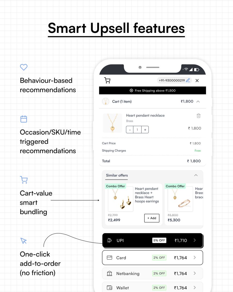 bepragma's tweet photo. Maximise every checkout, during checkout.

With the upgraded ‘SMART UPSELL’ feature on #1Checkout 🛒

Same traffic. Same CAC. Higher AOV.

Get a demo → https://t.co/noClkAx68O

#D2C #ecommerce #startupIndia #entrepreneurs #Founder

1/2 https://t.co/Ow8r352PHo
