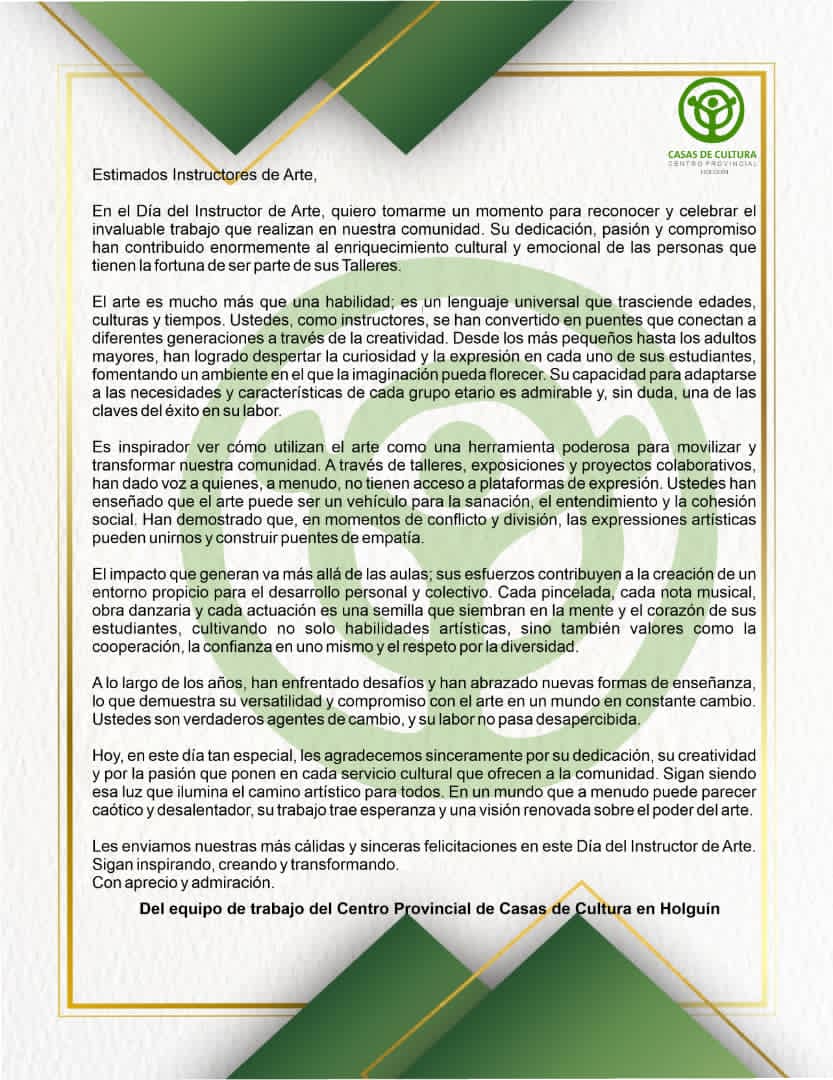 CasaCulturaHlg's tweet photo. Felicidades para los Instructores de Arte en su día 18 de Febrero.. https://t.co/Zs1WijEcMB
