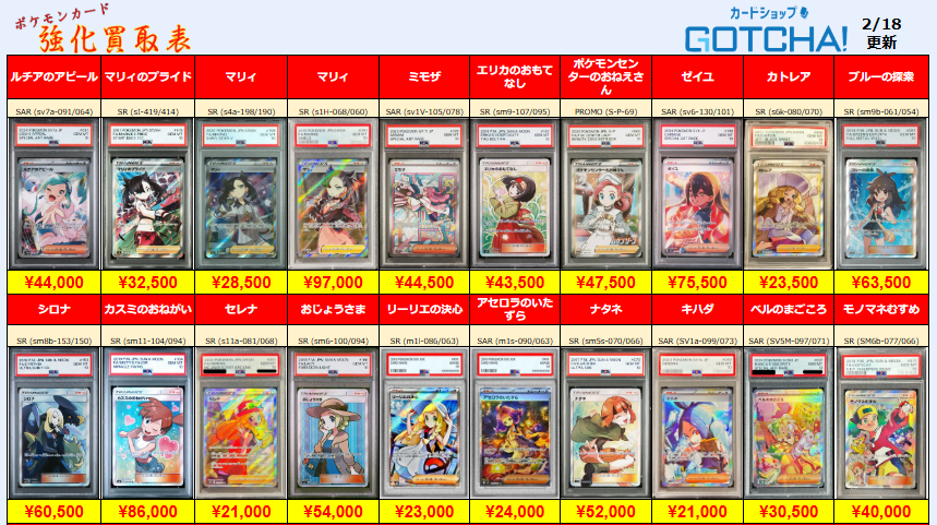O*p様 【厳選】PSA10取得可能　ARまとめ売り　約50枚　セイバー付き 2/18更新 ⚡🔥【PSA強化買取表⑥】🔥⚡ 💥【PSA10】マリィのプライド
