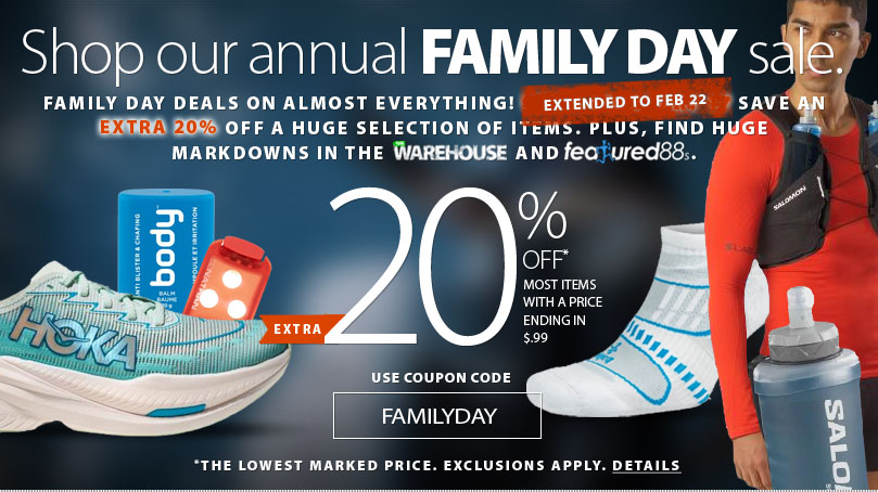 runningfreecan's tweet photo. Family Day Sale EXTENDED - We've just added five more days to cash in on storewide savings off of nearly everything. Save an EXTRA 20% off a huge number of items until Sunday February 22nd! Get full details and conditions here:
https://t.co/abve5TaqyG https://t.co/RZbUoEmkPy
