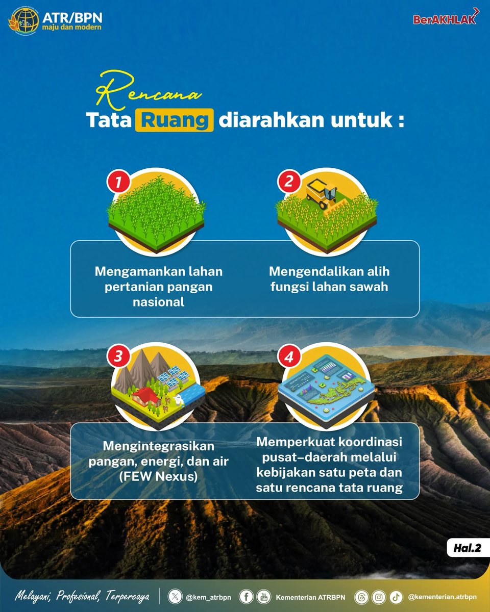 bpn_sumedang's tweet photo. Halo #SobATRBPN, tata ruang berperan strategis menjaga ketersediaan lahan pertanian demi ketahanan dan swasembada pangan nasional melalui Rencana Tata Ruang (RTR).
Yuk, simak infografisnya ya ☝🏼
 #ATRBPNKiniLebihBaik #ATRBPNMajudanModern #MelayaniProfesionalTerpercaya https://t.co/elNHHpUW3D