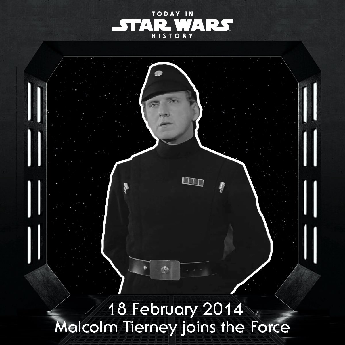 18 February 2014 #TodayinStarWarsHistory "Prisoner transfer from Cell Block 1138. I wasn't notified. I'll have to clear it." #ShannChildsen  #MalcolmTierney