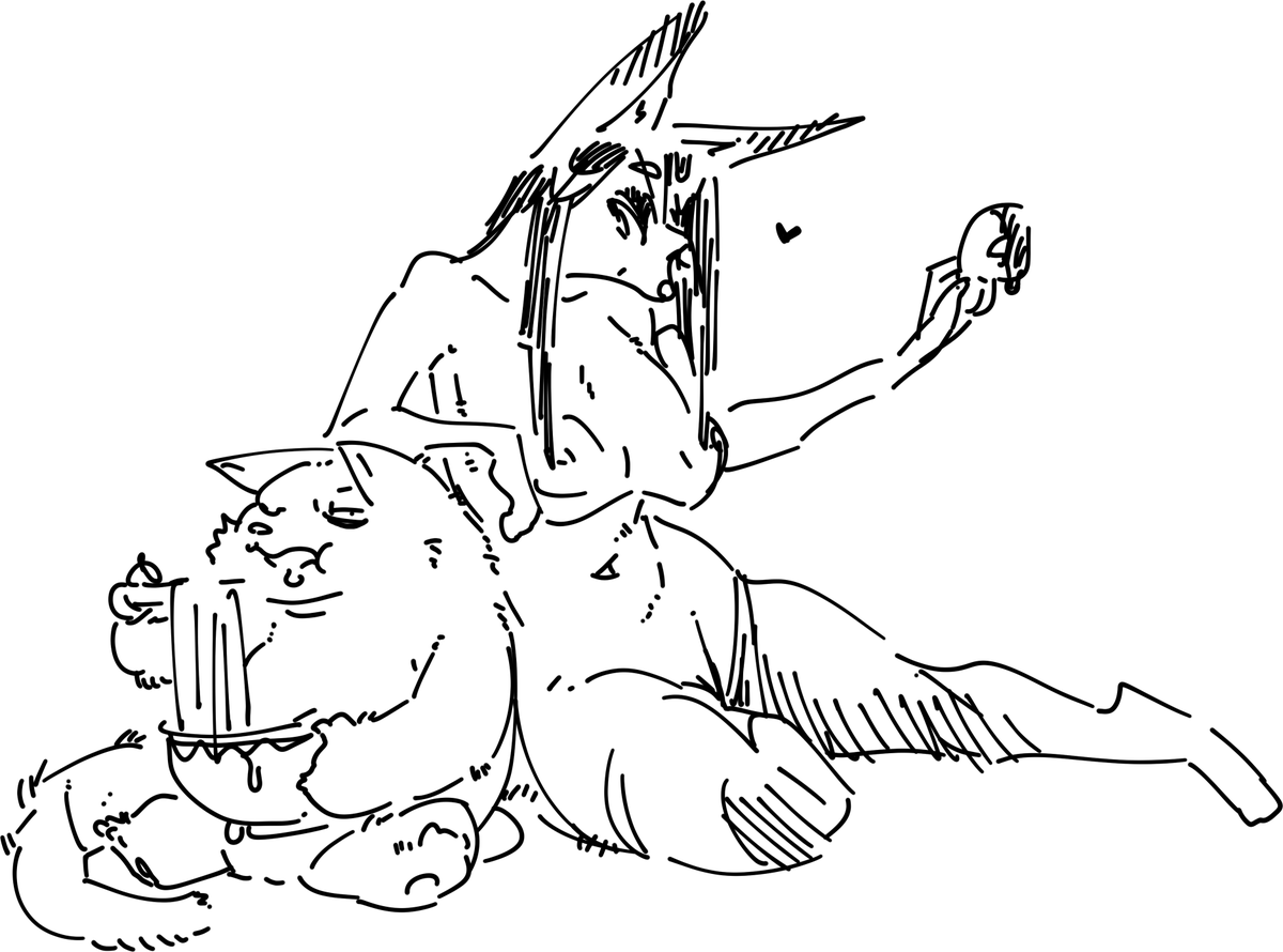 よく食うデブケモに惚れる高身長メスケモ。 