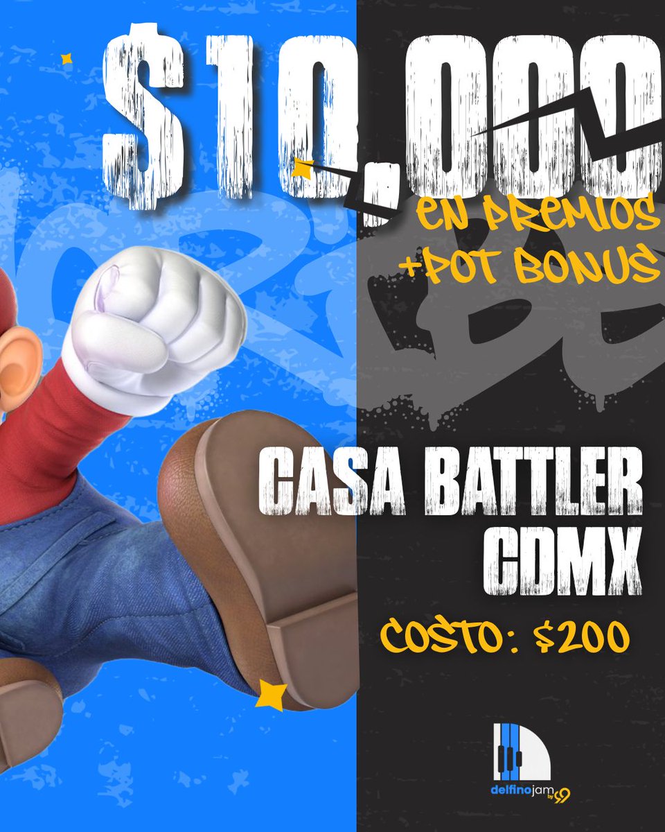 ¡Se armó la fiesta de los trancazos finos! 
REGÍSTRATE YA — bit.ly/3Mv4Czx
Este 28 de febrero, el <a href="/DelfinoMaza/">Delfino Maza</a> by 99Battler llega a Battler
📷 $10,000 MXN en premios
📷 Registro: $200
📷 Casa Battler
Si te crees el rey, ven a coronarte.
#99Battler #SuperSmashBros