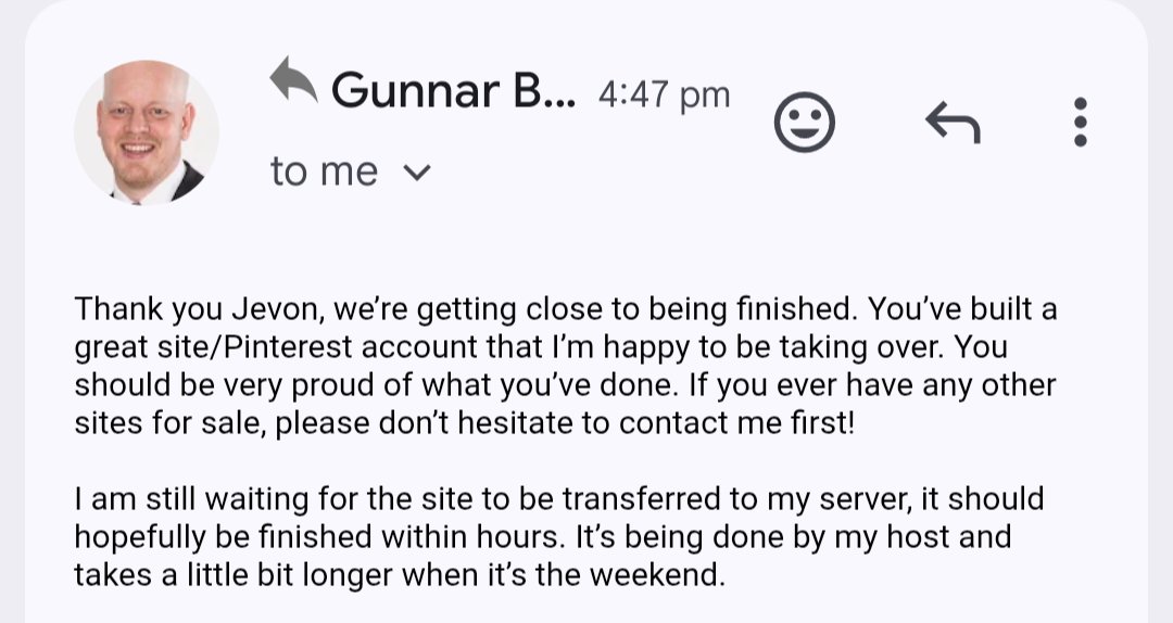 Sold my only Pinterest Site for $4736 USD via MotionInvest. Been working on this site for 1.5 years. Really cool project. Enjoyed working with this site. 💰

I'll be reinvesting this amount into my next projects, which I'm already working on, such as a US Travel Blog with traffic