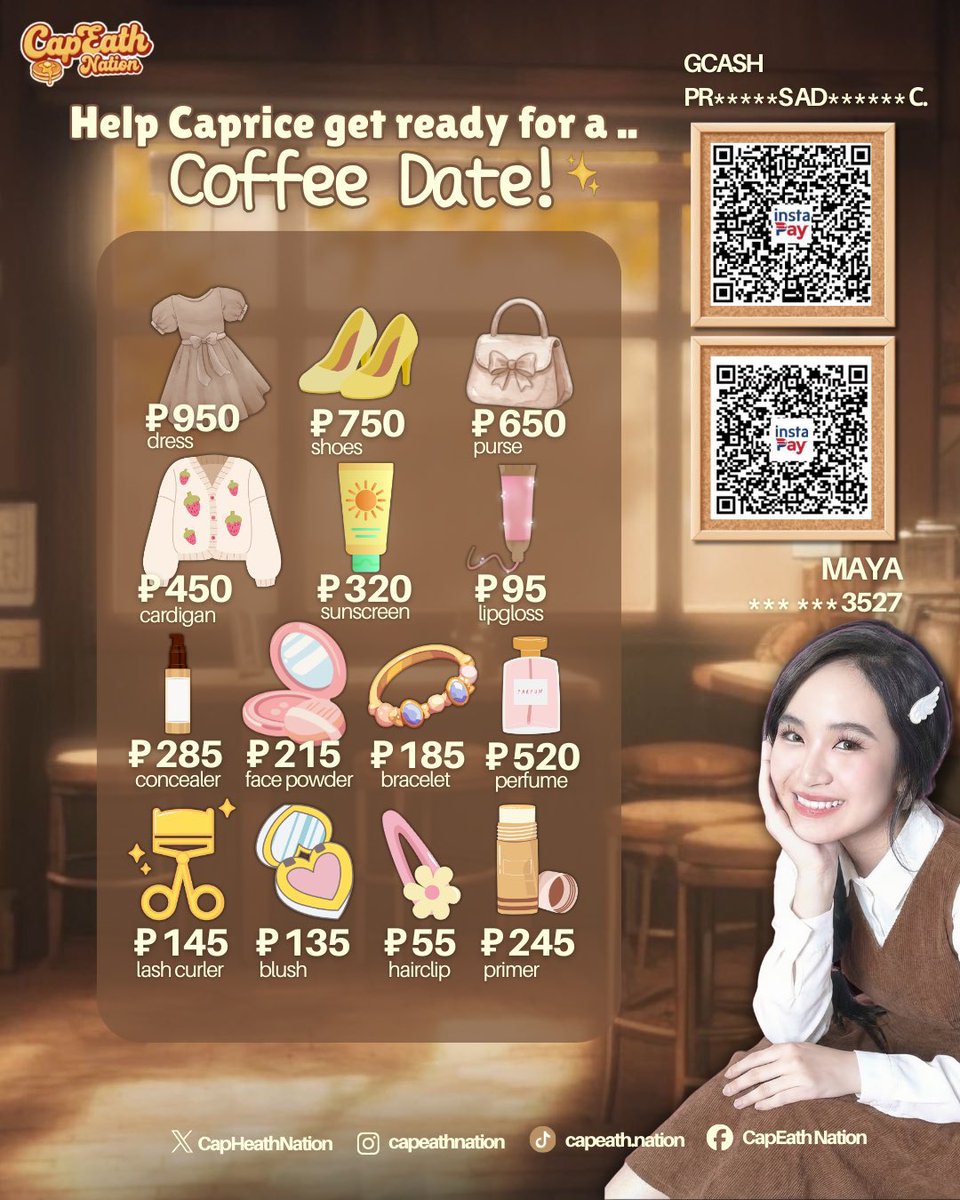 𝙃𝙚𝙡𝙥 𝘾𝙖𝙥𝙧𝙞𝙘𝙚 𝙜𝙚𝙩 𝙧𝙚𝙖𝙙𝙮 𝙛𝙤𝙧 𝙝𝙚𝙧 𝙘𝙤𝙛𝙛𝙚𝙚 𝙙𝙖𝙩𝙚 ☕💛
 Every contribution goes directly to our Big Night fan projects — all for Caprice and Heath. 

Let’s make Big Night extra special. 🥞
  #CapEath