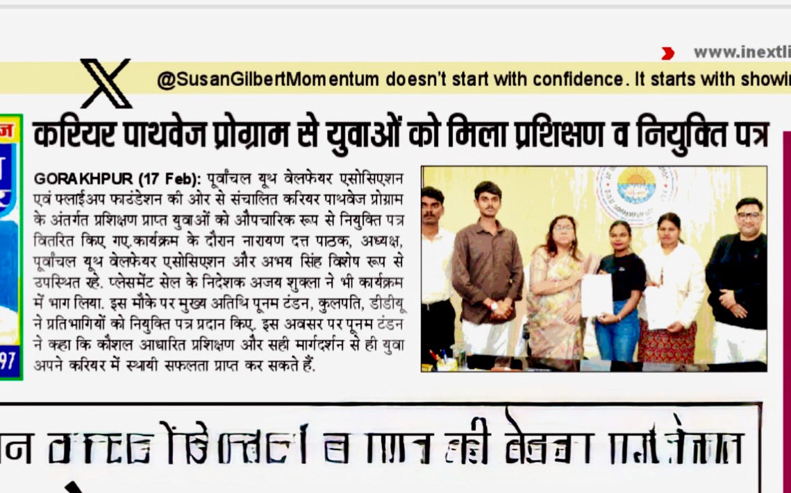 NarayanDuttPat5's tweet photo. Career Pathways Program के अंतर्गत युवाओं को प्रशिक्षण एवं नियुक्ति पत्र प्रद���न

पूर्वांचल के युवाओं को रोजगार एवं कौशल विकास से जोड़ने की दिशा में Purvanchal Youth Welfare Association  द्वारा संचालित Career Pathways Program के अंतर्गत प्रशिक्षण !!
#narayanduttpathak https://t.co/uQB9JwQWPE