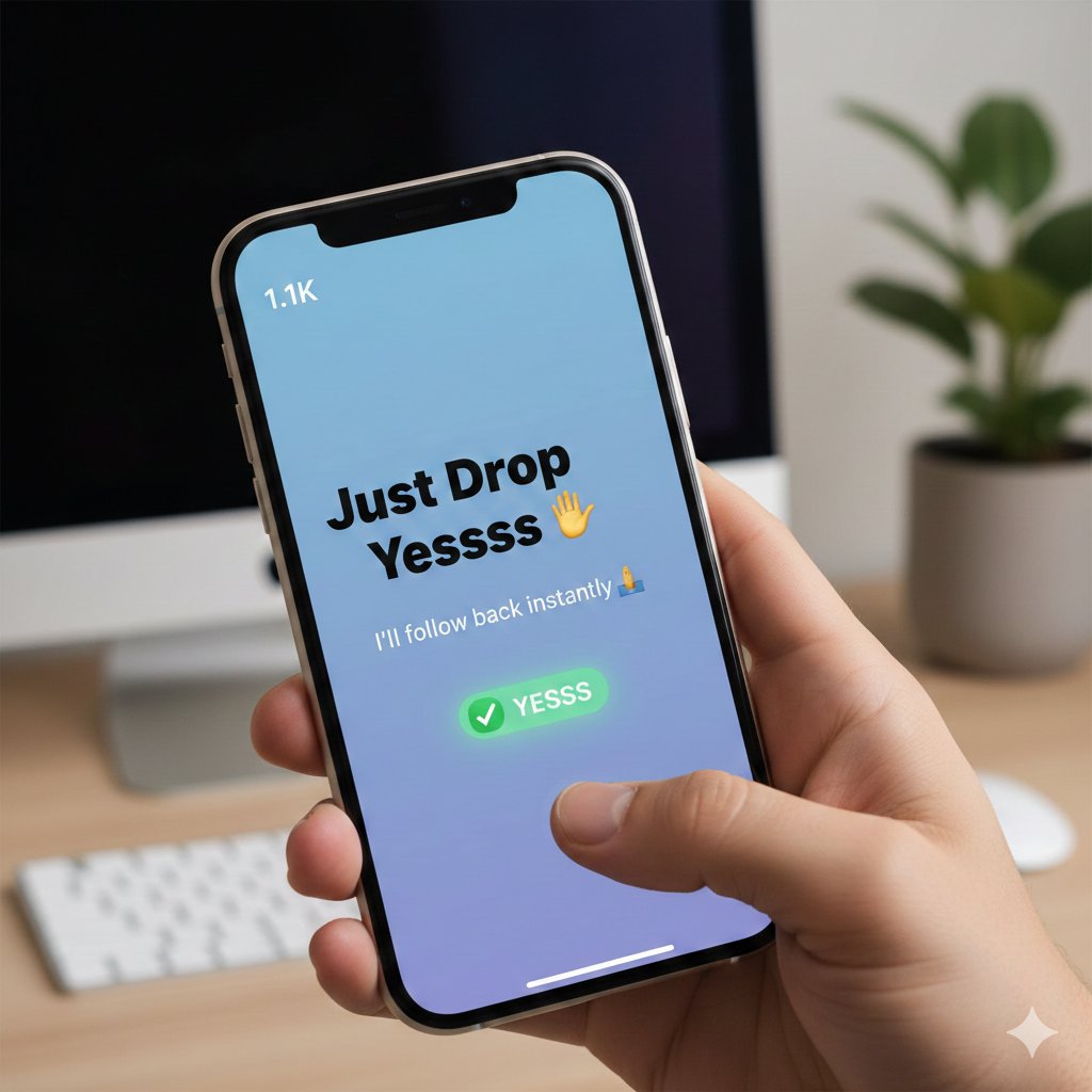 Under 1.2k followers? 

Just Drop Yessss 👋

I’ll follow back instantly 🤝