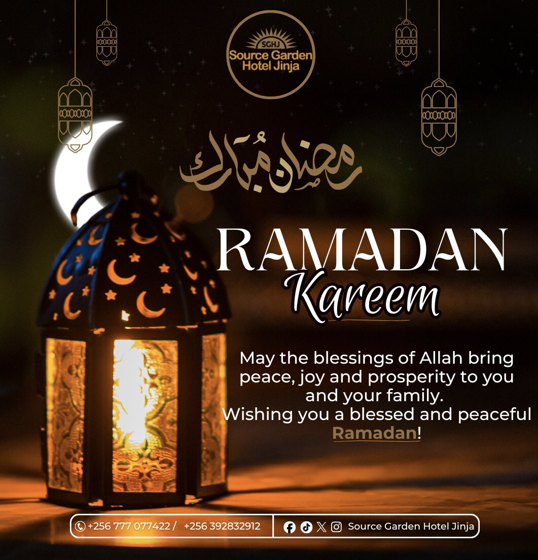 🤲🏾 A time to reflection and renewal 🤲🏾

✨ May this holy month bring an abundance of peace and prosperity to your homes. Our prayers are with the community for a month of spiritual fulfillment.

#sourcegardenhoteljinja #RamadanKareem #RamadanMubarak #jinja
