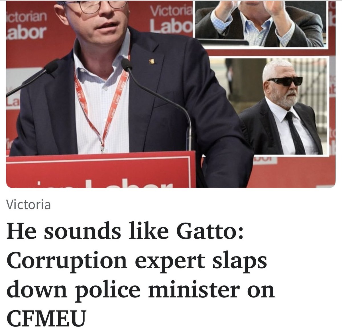 22thinkinggirl's tweet photo. Labor minister Carbines likened to a underworld crime boss🤣🤣🤣
#CFMEU
#LaborCorruption
#DitchLaborIn2026
#YesJess
He sounds like Gatto: Corruption expert slaps down police minister on CFMEU https://t.co/8og7Uhr0cp https://t.co/NjaDcDt28d