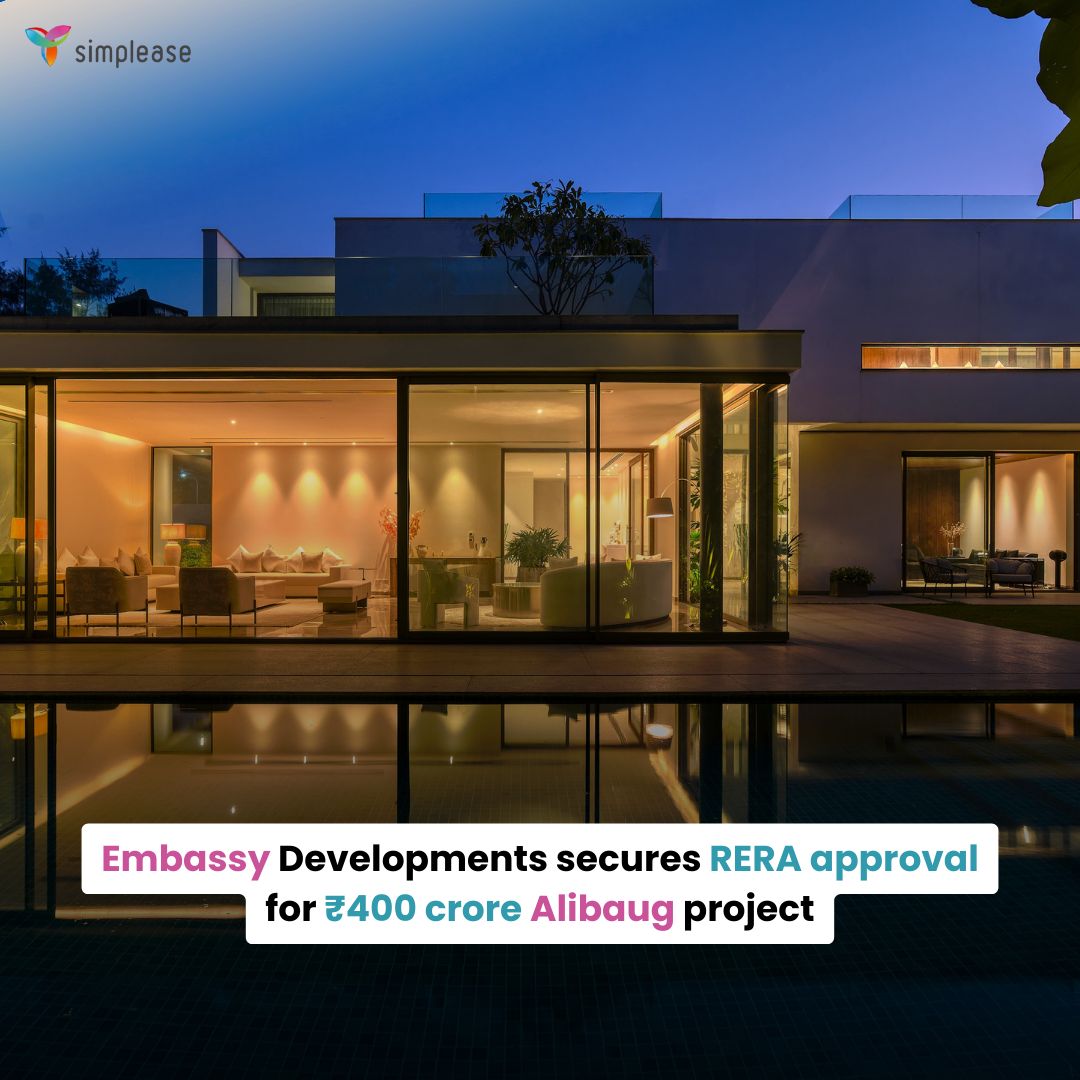 Embassy Developments gets MahaRERA approval for its first Alibaug project 🏡

₹400 crore GDV | 7-acre luxury second-home development | 52 residences in Phase I.

#Alibaug #LuxuryRealEstate #EmbassyDevelopments #SecondHomes