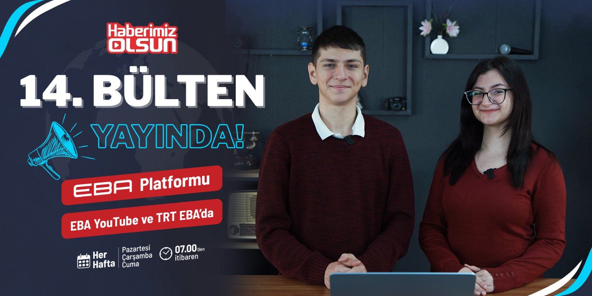 📺 “Haberimiz Olsun”, Yeni Bülteniyle Yayında

🌙 Ramazan’ın gelişiyle okullarımızı etkinlik heyecanı sardı.

🎉 “Türk Dünyası Çocuk Oyunları Şenliği” için geri sayım başladı.

🏅 Avrupa ve dünya dereceleri elde eden özel sporcularımızın hikâyesi ve çok daha fazlası bu bültende…
