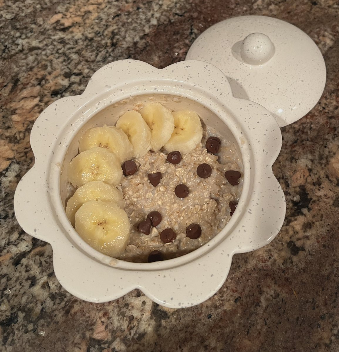 sealkoos's tweet image. made some chocolate chip oatmeal with banana slices for dinner