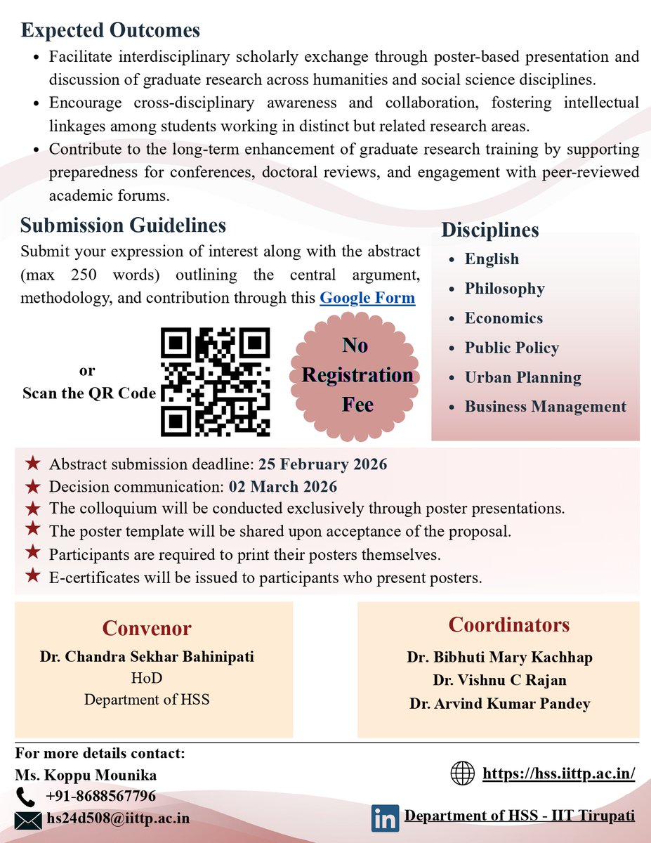 DoHSS IIT Tirupati tweet media