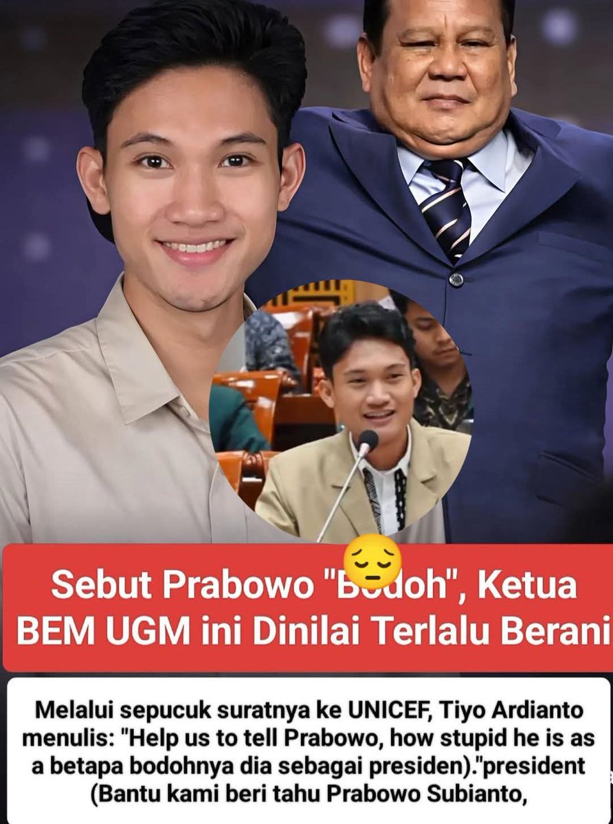 ArdieSuhardi321's tweet photo. KETUA BEM UGM INI DINILAI TERLALU BERANI, DUA SEBUT PRABOWO "BODOH" SEBAGAI PRESIDEN....‼️

#PrabowoSemakinKonyol
#PrabowoSemakinKonyol
🆘🆗 https://t.co/OfMtri209Y