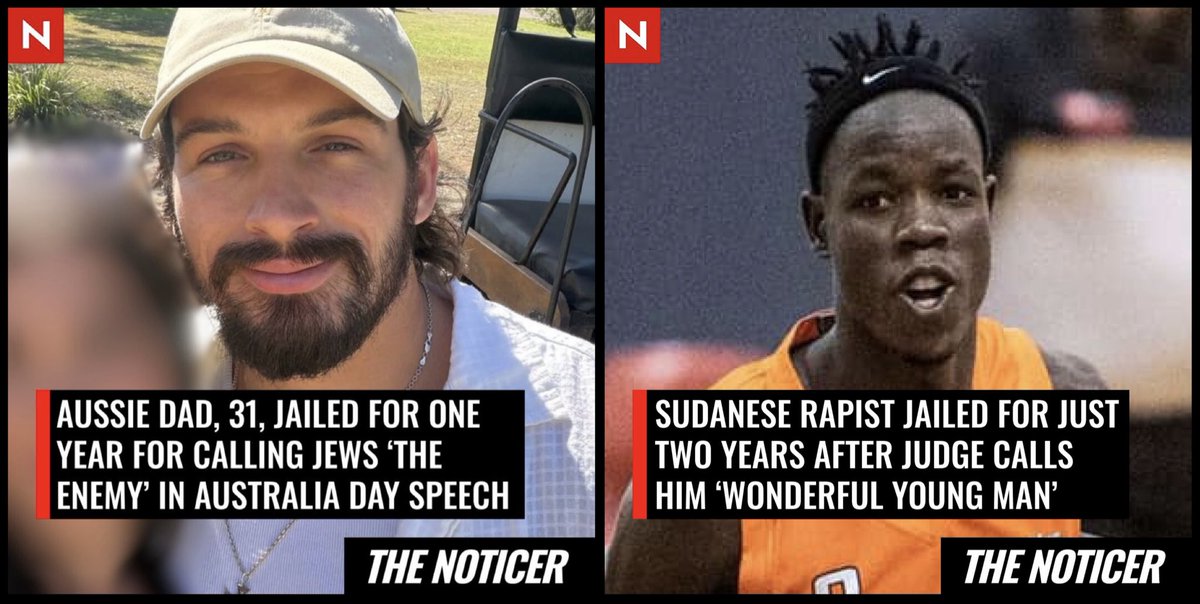 OzPollies's tweet image. 🇦🇺 This is insane in 2026 Australia.

Aussie dad Brandan Koschel gets 12 months jail for a 40-second speech calling Jews "the enemy"—pure words, no violence.

Sudanese rapist Thon Monyluke Deng Angui brutally assaults a 20-year-old woman—Bosnian refugee Judge Dzenita Balić calls