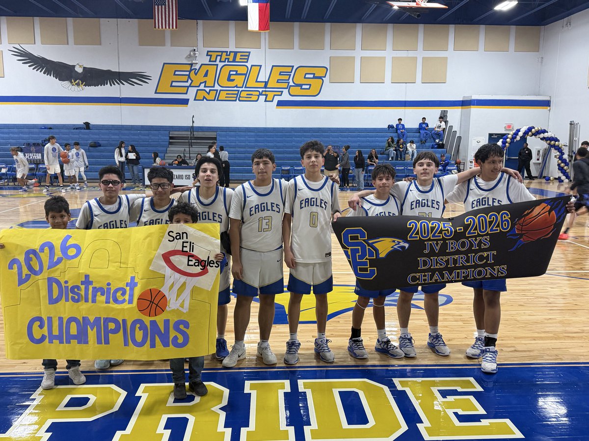 SE_EagleHoops's tweet photo. Congrats to our JV boys for winning the District Title! Majority freshmen and a couple Sophomores! Bright future at The Nest!! Undefeated in district! 🏆 Shoutout to my assistants for coaching these young men up! #proudcoach @Johnnytapia2005 @JeBarra22 @Agon9494 @TroyEnriquezSE https://t.co/L4ToN2Wf4s