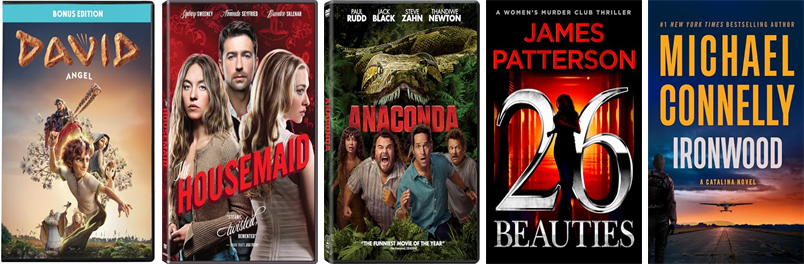 This week the Cyrenius H. Booth Library has 20 new books and four new movies.  New items include David, The Housemaid, Anaconda, 26 Beauties, Ironwood, The Final Target, Out Law, Platform Decay, The Brothers McKay, and The Things We Never Say. wowbrary.org/nu.aspx?p=3076…