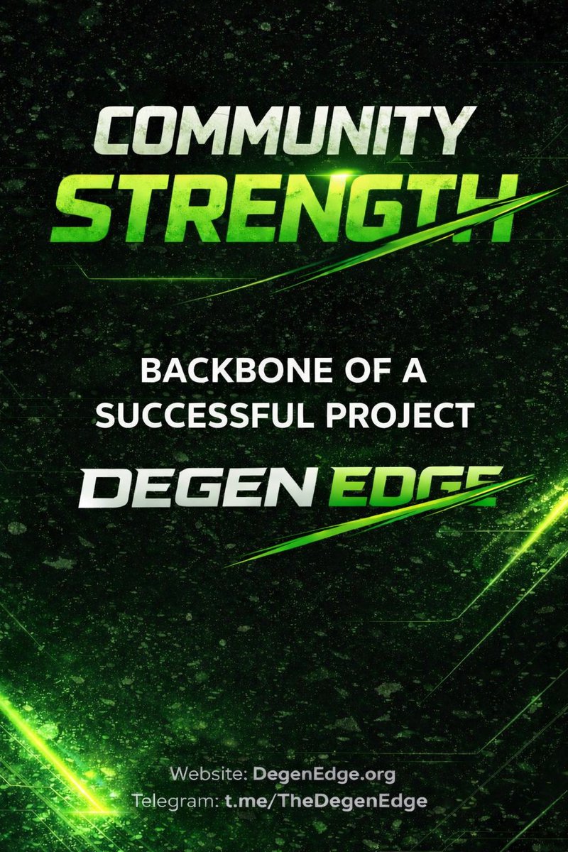 TheDegenEdge's tweet photo. The market right now isn’t rewarding random launches. 

It’s rewarding communities.

Attention is more expensive. Liquidity is more selective. Traders are smarter.

What’s standing out now is Strong communities because a strong community creates:

- Consistent volume
- Organic marketing
- Narrative reinforcement
- Diamond-handed holders
- Free distribution through belief

▪️Strong community = stronger floor
▪️Stronger floor = confidence
▪️Confidence = higher price

Price doesn’t just go up because a token exists. It goes up because people believe, talk, defend, promote, and build culture around it. Right now the market is narrative-driven. 

DEGEN EDGE is built on one core belief: in today’s market, community strength is the real alpha. Random launches fade, but organized, aligned, and conviction-driven communities sustain price, narrative, and momentum. Strong community equals stronger floors, smarter positioning, and organic growth. 

At DEGEN EDGE, we focus on building a co-ordinated tribe that understands narratives, moves together, and creates value through unity - because in this cycle, the strongest community wins.

GM Warriors ⚔️