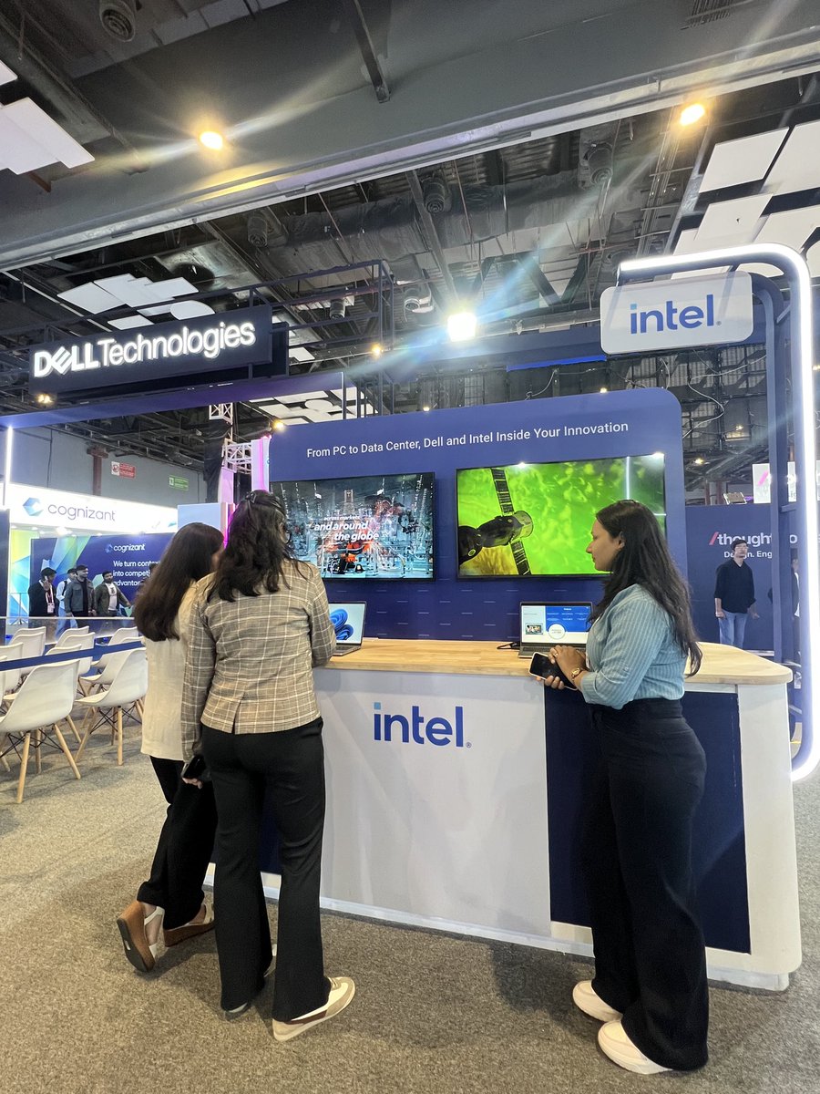 Dell_IN's tweet image. All eyes on the @intel corner at the #DellTechIndia booth. 

Dell &amp;amp; Intel together are bringing AI from the desk to the data center, with AI PCs alongside PowerEdge servers with Gaudi. 

Check it out. #IndiaAIImpactSummit #ResponsibleAI #Intel