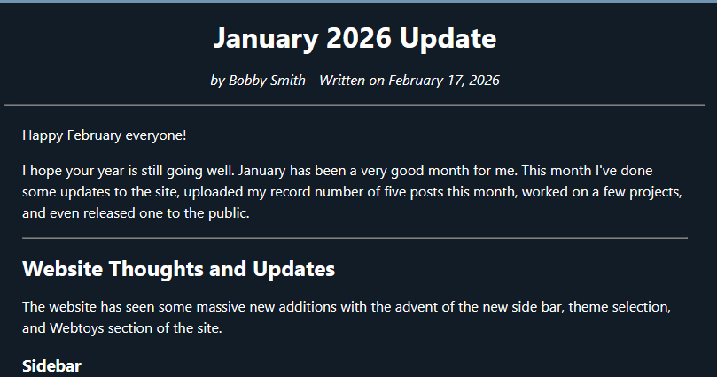 Check out the new post on my blog - "January 2026 Update". A quick rundown of what I've been up the the past month.

rlsoft.dev/blog/2026/2/Ja…