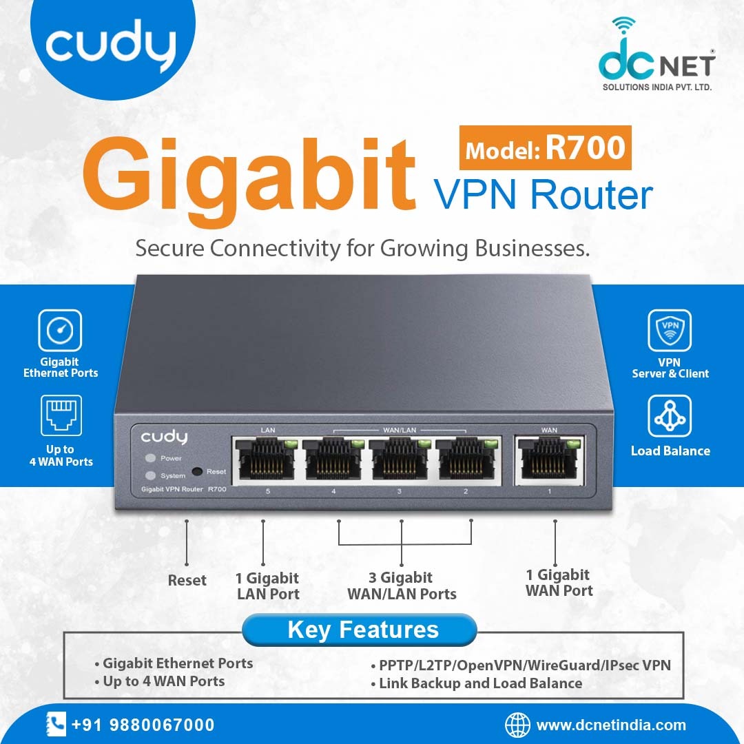 dcnetindia's tweet photo. Cudy R700 Gigabit VPN Router โ Secure, Stable & High-Speed Connectivity
The Cudy R700 Gigabit VPN Router is designed for secure connectivity, high-speed performance, and network stability.
๐ https://t.co/nfrCNOG0Z3
#Cudy #CudyR700 #GigabitRouter #VPNRouter #BusinessNetworking https://t.co/qi7xPRFbmC