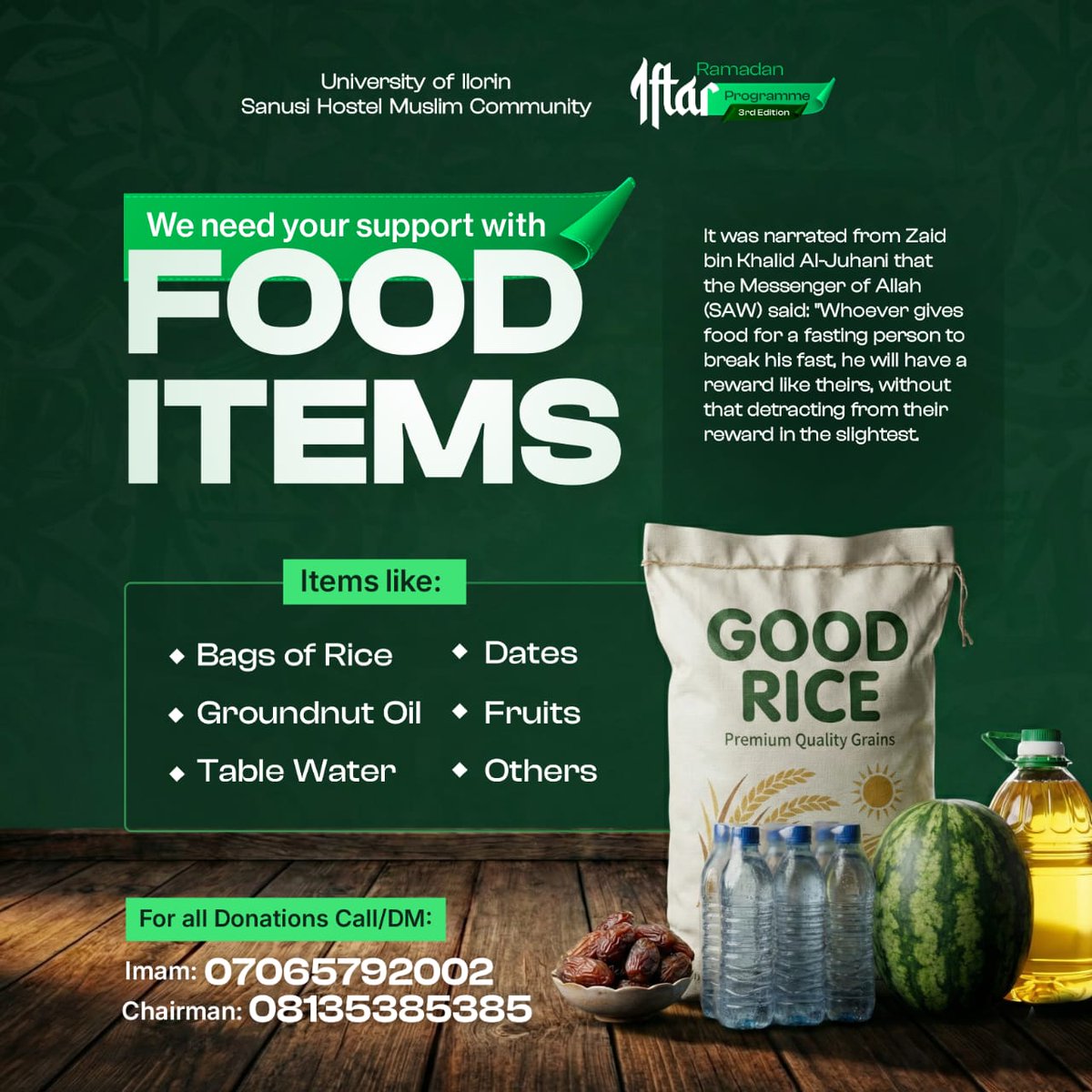 rahmandeprof's tweet photo. You can also support our iftār donations in kind. Details are attached to the flyer.

Kindly donate and reshare. Jazākumullah khayr. https://t.co/tuiIysqnIb