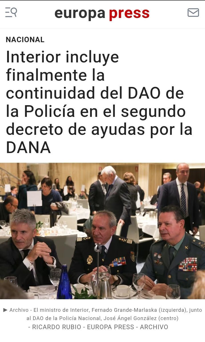 Ojo que el DAO, no era uno cualquiera,era la mano derecha de Marlaska, tanto como para que le prorrogase su permanencia en el real decreto de ayudas a damnificados por la DANA. Hay que ser miserable. 
Marlaska debe largarse ya, todos lo sabían pero todos apoyaron al DAO.
