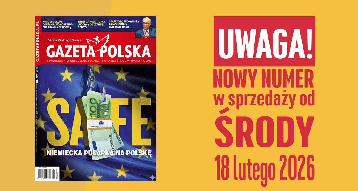 SAFE. Jak Niemcy zastawiły pułapkę na Polskę - NOWY NUMER  tygodnika #GazetaPolska już w sprzedaży‼️

CZYTAJ » niezalezna.pl/media/gazeta-p…

PRENUEMRUJ » prenumerata.swsmedia.pl