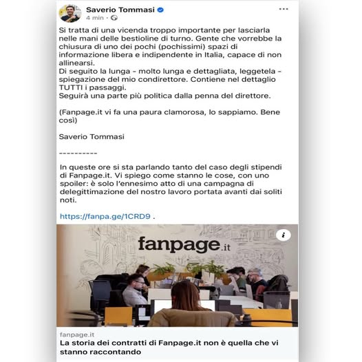Multa ricevuta #INPS contributi non pagati perché stipendi diversi dai contratti #Fognapage per gli altri su una parola detta in un corridoio emana condanne; ma in questo caso siamo noi che decontestualizziamo e facciamo polemica sul nulla. Fognapage invece fa paura. #Omnibusla7