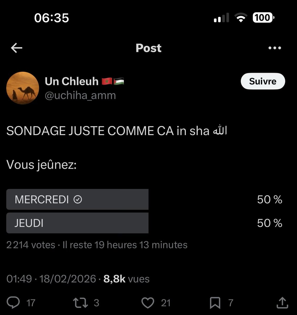 xBoucheba's tweet photo. @uchiha_amm Même le sondage a du vice… https://t.co/1ha9zY99hw