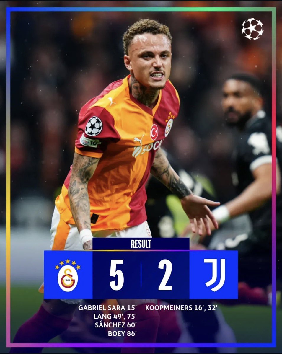 La JUVENTUS ganaba pero el GALATASARAY lo vapuleó 5-2 en la ida de los playoffs de la UEFA CHAMPIONS LEAGUE.