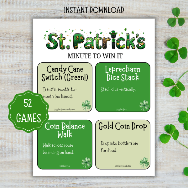 beermowtt's tweet photo. Buy St Patrick’s Day Minute To Win It Games Printable | Irish Party Games for Kids &amp; Adults | St Paddy’s Day Classroom &amp; Office Activity PDF on @Gumroad https://t.co/9VdFpJdnIV 

#gumroad #printablegames https://t.co/OYZ7KQOEkC