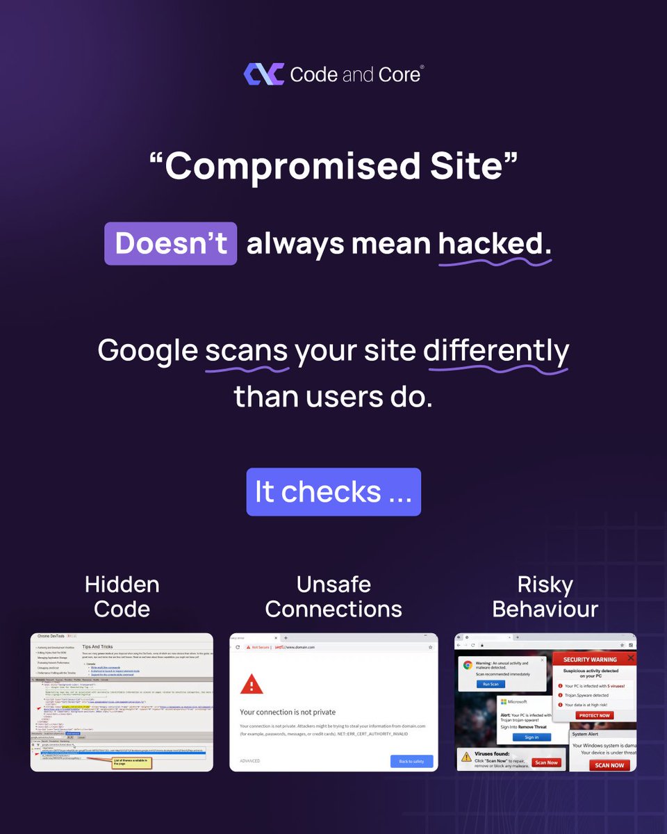 codeandcore's tweet photo. 𝐆𝐨𝐨𝐠𝐥𝐞 𝐒𝐚𝐲𝐬 𝐘𝐨𝐮𝐫 𝐒𝐢𝐭𝐞 𝐢𝐬 𝐂𝐨𝐦𝐩𝐫𝐨𝐦𝐢𝐬𝐞𝐝…𝐁𝐮𝐭 𝐈𝐬 𝐈𝐭 𝐑𝐞𝐚𝐥𝐥𝐲 𝐓𝐫𝐮𝐞? 😳

Your website looks fine, but your ads stopped… and you could still be losing leads if you don’t check this.

Swipe to see what’s really happening.

#CodeAndCore https://t.co/LuYFatddSx