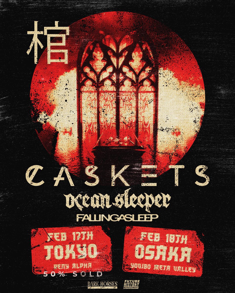 falling_asleep_'s tweet photo. Today!
CASKETS “JAPAN TOUR 2026”
w/OCEAN SLEEP,FALLING ASLEEP
📅Feb.18 OSAKA yogibo meta valley
昨日の東京公演に引き続き、Caskets,OCEAN SLEEPER初の来日公演
大阪場所サポートします!
#fallingasleep https://t.co/yDhCRUNdBz