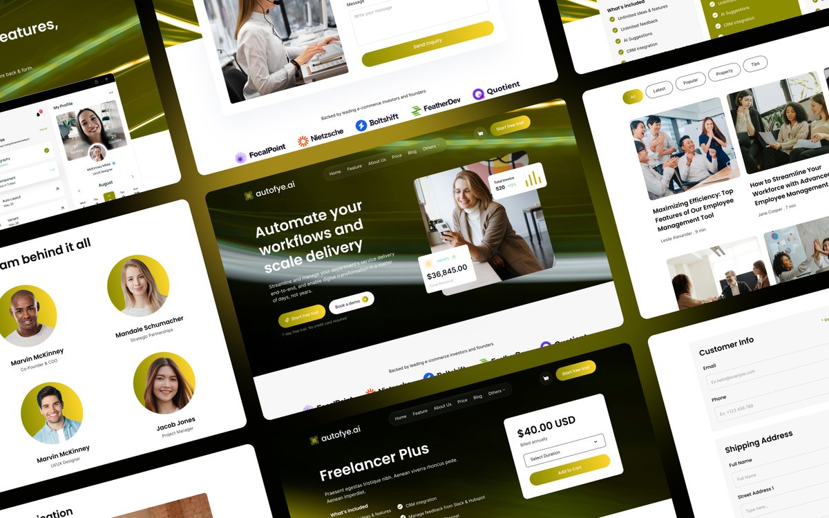 Aunnoman's tweet image. Autofye AI – Workflow Automation SaaS

Automation platform | Clean SaaS UI | Revenue-focused layout
Perfect for startups, freelancers &amp;amp; product teams

#Autofye #SaaSWebsite #AutomationTools #StartupDesign #Webflow