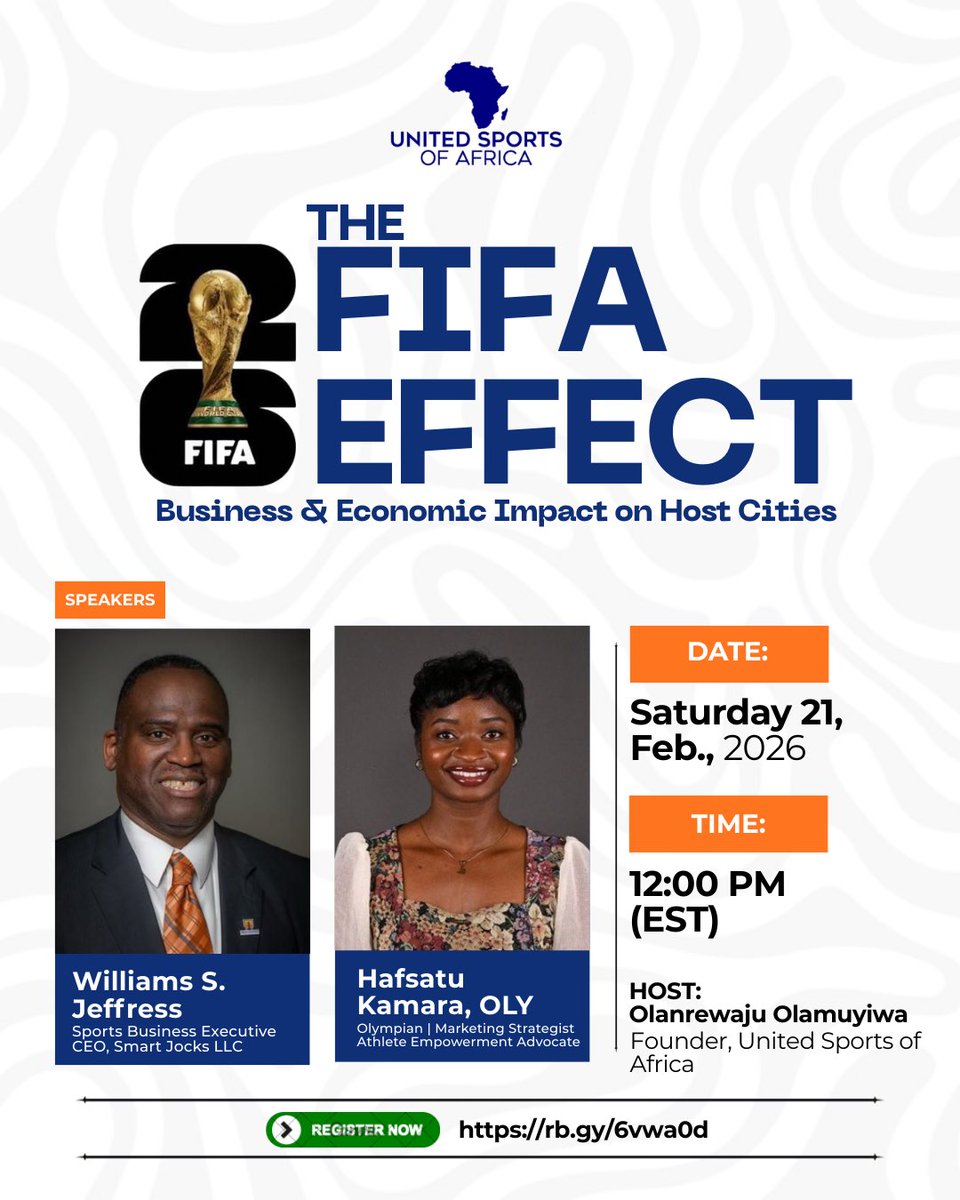 CoachJeffress's tweet photo. Honored to be a guest on United Sports of Africa broadcast, founded &amp; hosted by Ola Olanarewaju, a former Smart Jocks graduate intern who continues to make us proud. His entrepreneurial leadership in the global sports industry is inspiring. Looking forward to the conversation! https://t.co/u4ol0x0SX3