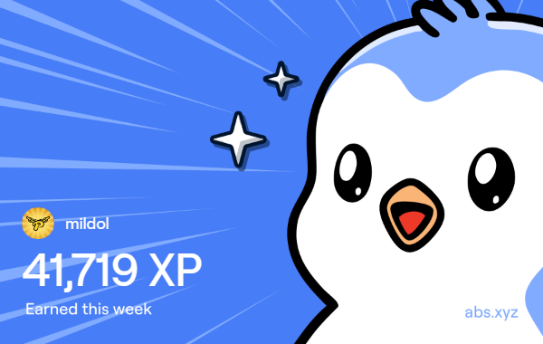 I just earned 41,719 XP on <a href="/AbstractChain/">Abstract</a>! 🎉 
I'm back on track!
-100,000 stamps <a href="/TollanUniverse/">Tollan Universe</a> 
-Play <a href="/playduper/">DUPER ✦</a>  daily streak
-Farm point <a href="/KonaDeFi/">Kona</a>