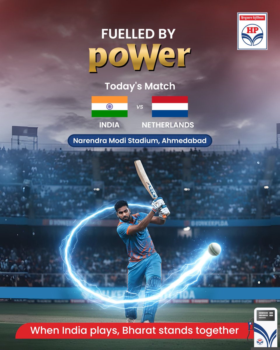 hpcl_retail's tweet image. All set. All charged. 
 𝗧𝗲𝗮𝗺 𝗜𝗻𝗱𝗶𝗮, 𝘂𝗻𝗹𝗲𝗮𝘀𝗵 𝘁𝗵𝗲 𝗽𝗼𝗪𝗲𝗿!

@HPCL and 𝗛𝗣 𝗥𝗲𝘁𝗮𝗶𝗹’𝘀 𝟮𝟰,𝟬𝟬𝟬+ 𝗼𝘂𝘁𝗹𝗲𝘁𝘀 nationwide are cheering you on!

#HPCL #HPRetail #TeamIndia #BlueBrigade #MatchDay #MeraHPPump #DeliveringHappiness 

Follow us to cheer up