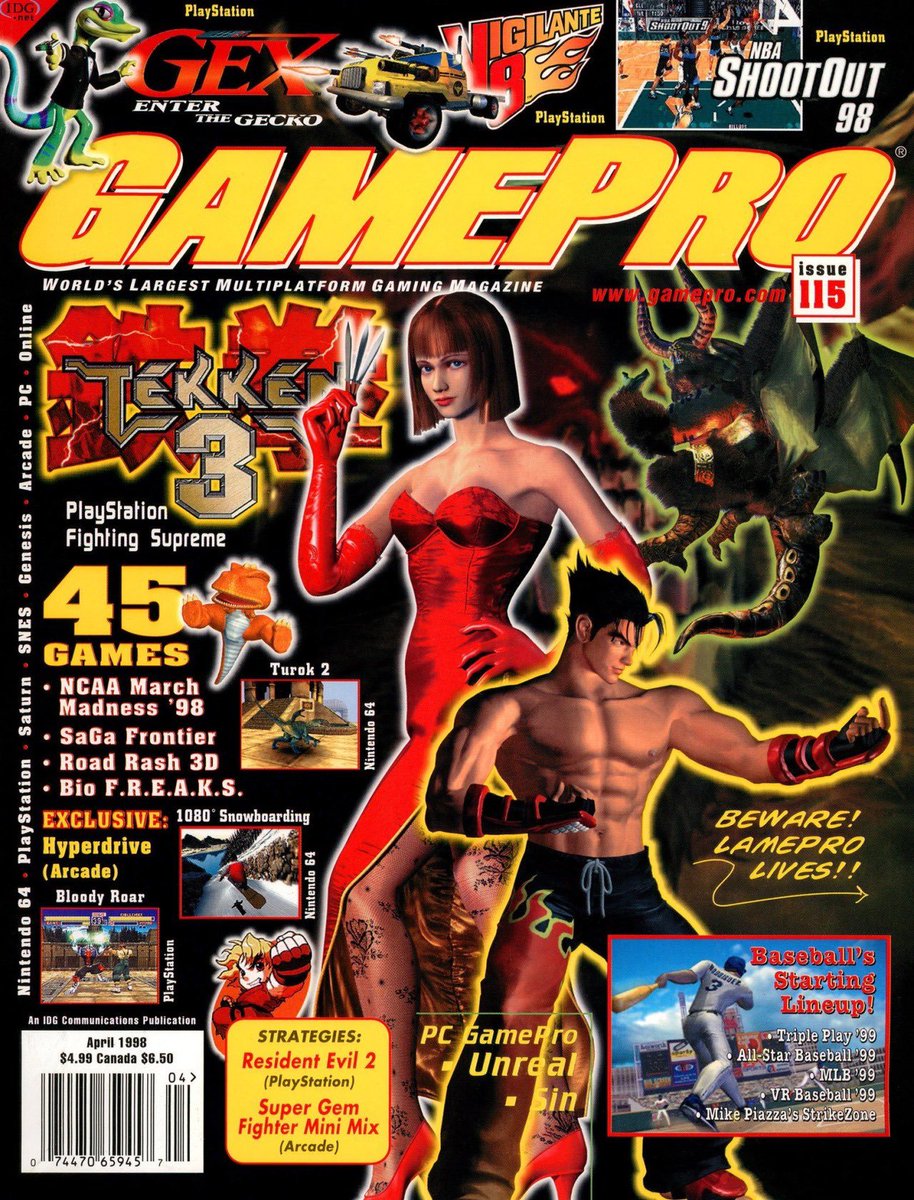 Anna Williams on the cover of Game Pro magazine promoting Tekken 3