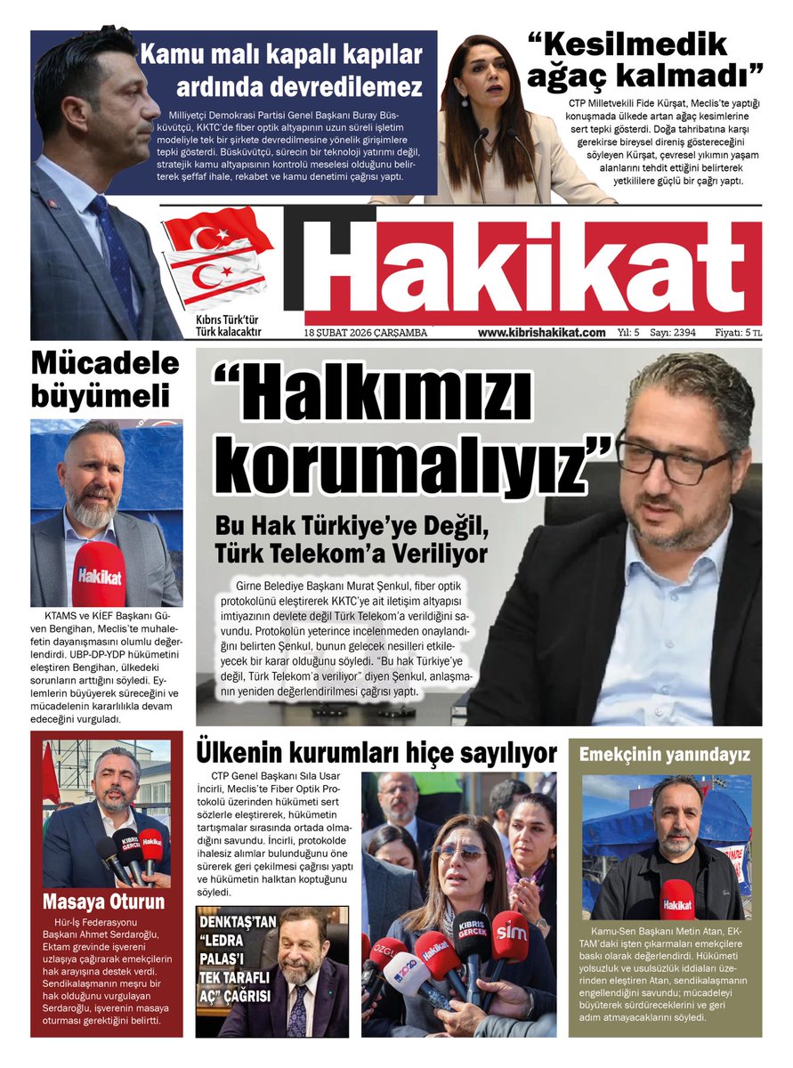 18 Şubat 2026 Çarşamba. HAKİKAT’TE bugün…