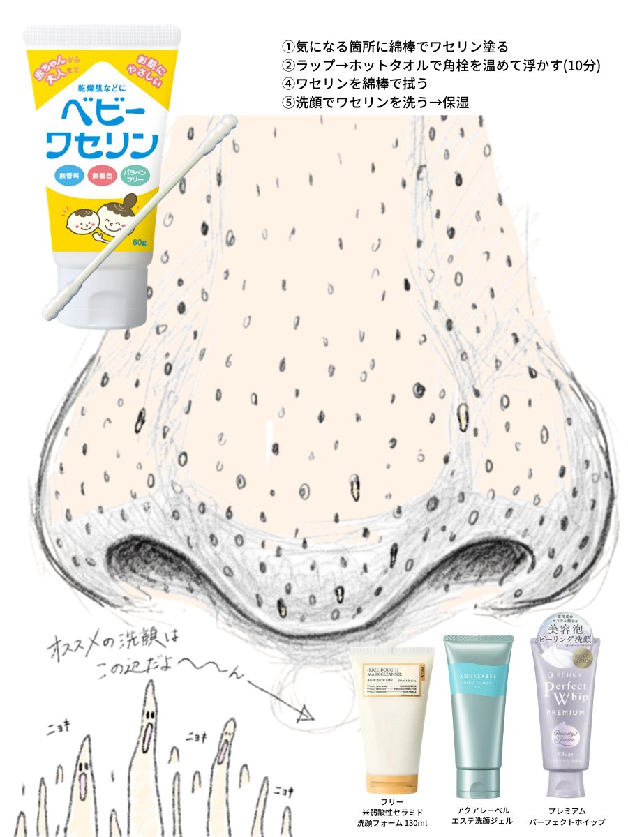 _36do5bu_'s tweet photo. これ凄っーーー‼️今日やる‼️

ちなみに、こういう鼻のﾆｮｷﾆｮｷ白角栓も同じワセリン使ってこのやり方したら面白いくらい取れたのですが、、、、同じことしてる人いない、、、？？ https://t.co/k7dIcMWmbT
