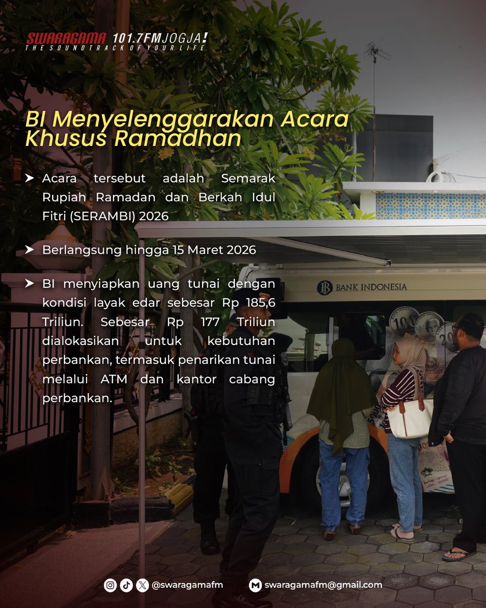 swaragamafm's tweet photo. Jangan lupa share info ini ke keluarga dan teman terdekat ya! 🤝

#SwaragamaFM #AcademiaJogja #SERAMBI2026 #bankindonesia #THR #angpao https://t.co/pw7U91UM1S